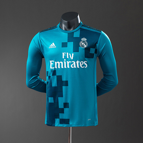 Real Madrid Real Madrid 17/18 Third Away Long Sleeve Player Version Retro Jersey S-3XL