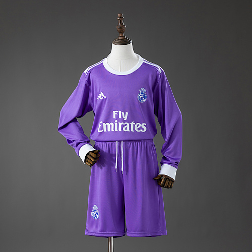 Real Madrid Real Madrid 16/17 Away Retro Long Sleeve Kids Kit Jersey SIZE 16-28