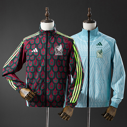 Mexico Mexico Reversible Jacket Windbreaker - Red & Sky Blue S-XXL