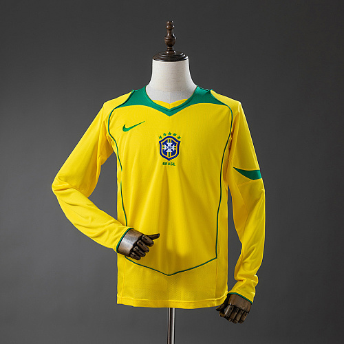 Brazil Brazil 2004 Home Long-Sleeved Retro Jersey S-XXL