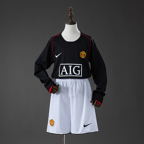 Manchester United M-U 07/08 Away Retro Long Sleeve Kids Kit Jersey SIZE 16-28