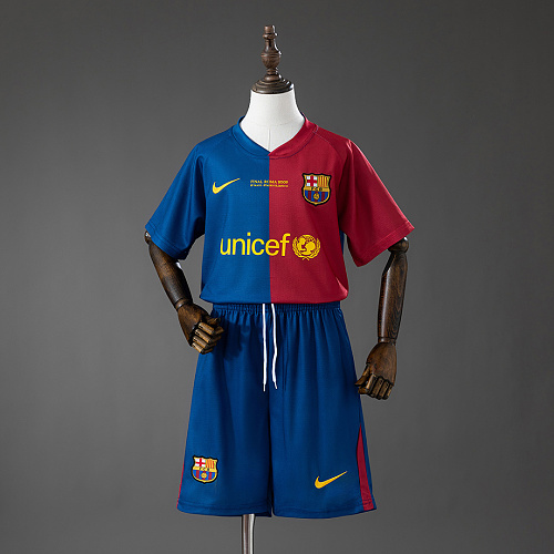 Barcelona Barcelona 08/09 Home Retro Kids Kit Jersey Size 16-28
