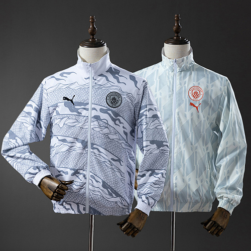 Manchester City Manchester City Reversible Jacket Windbreaker - White & Mint Green S-XXL