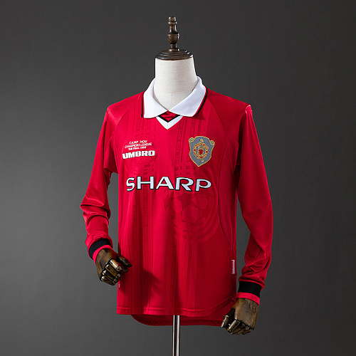 Manchester United M-U 1999/00 Home Long Sleeve Retro Jersey S-XXL