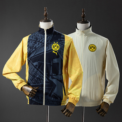 Borussia Dortmund Borussia Dortmund Reversible Jacket Windbreaker - Black & Beige S-XXL