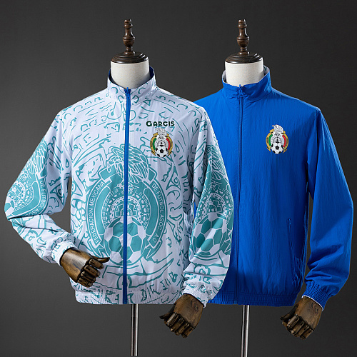 Mexico Mexico Reversible Jacket Windbreaker - White & Blue S-XXL