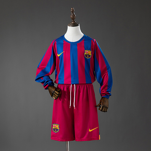 Barcelona Barcelona 05/06 Home (League Edition) Retro Long Sleeve Kids Kit Jersey SIZE 16-28