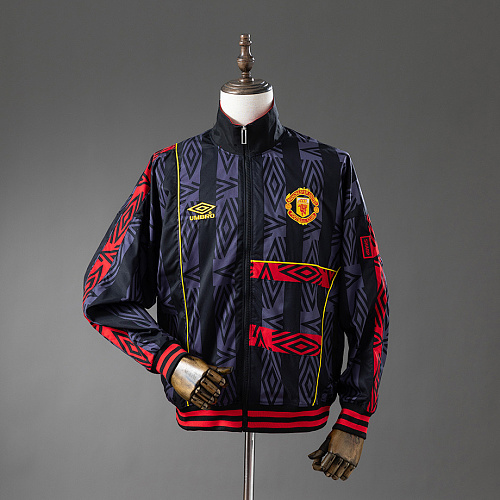 Manchester United M-U 92/94 Retro Windbreaker - Black S-XXL