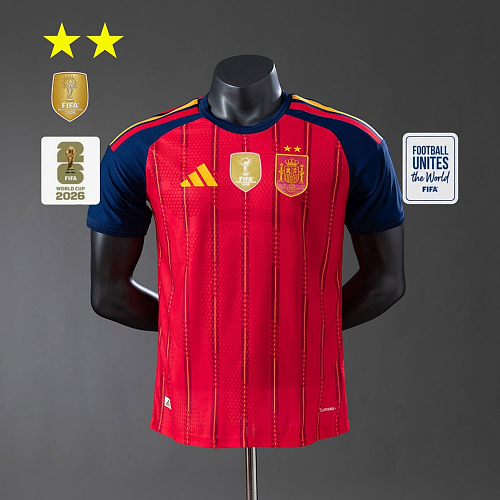 Spain Spain 2026 Home 2-Star Champion Edition Player Version Jersey S-4XL