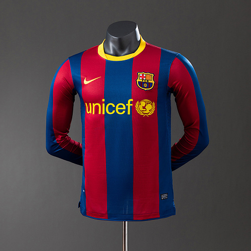 Barcelona Barcelona 10/11 Home Long Sleeve Player Version Retro Jersey S-3XL