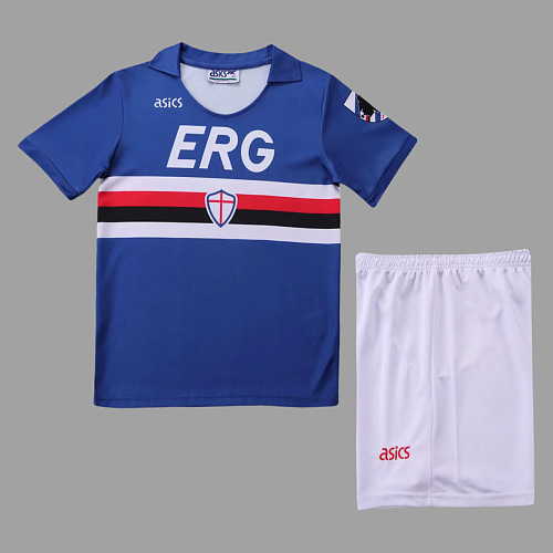 Sampdoria 90/91 Sampdoria Home Kids Retro Soccer Jersey Size 16-28