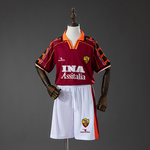 Roma Roma 98/99 Home Retro Kids Kit Jersey Size 16-28