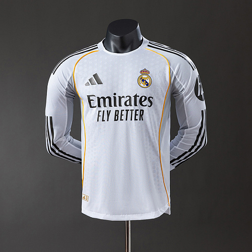 Real Madrid Real Madrid 25/26 Home Long Sleeve Player Version Jersey S-3XL