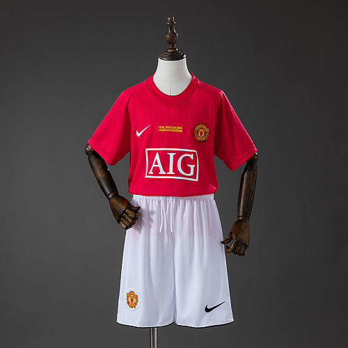 Manchester United M-U 07/08 Home Retro Kids Kit Jersey Size 16-28