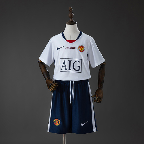 Manchester United M-U 08/09 Away (UEFA Champions League) Retro Kids Kit Jersey SIZE 16-28