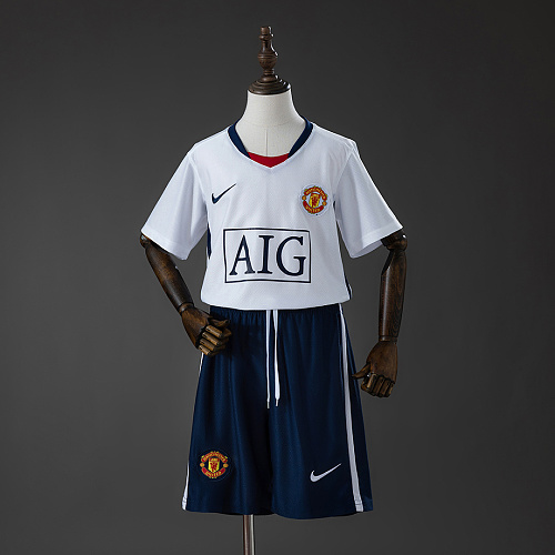 Manchester United M-U 0809 Away (League Edition) Retro Kids Kit Jersey Size 16-28