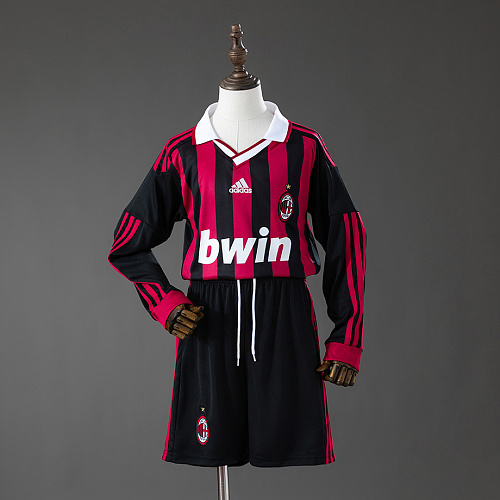 AC Milan AC Milan 09/10 Home Retro Long Sleeve Kids Kit Jersey SIZE 16-28