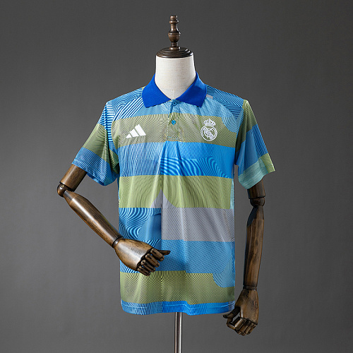 Real Madrid Real Madrid 25/26 POLO - Green Striped Tray S-XXL