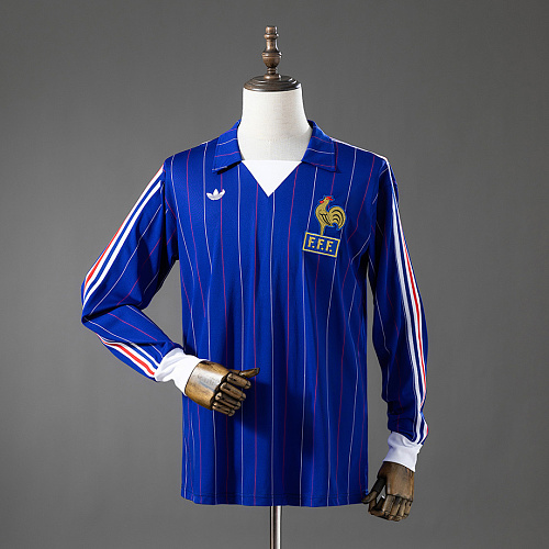France France 80/82 Home Long Sleeve Retro Jersey S-XXL