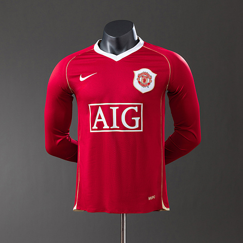 Manchester United M-U 06/07 Home Long Sleeve Player Version Retro Jersey S-3XL