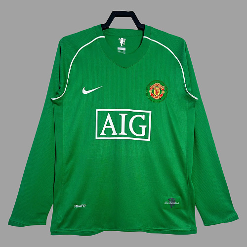 Manchester United 07/08 Manchester United Goalkeeper 2 Long Sleeve Retro Soccer Jersey