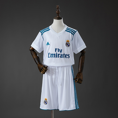 Real Madrid Real Madrid 17/18 Home Retro Kids Kit Jersey Size 16-28