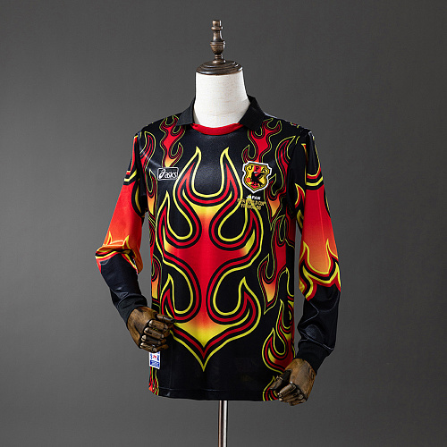 Japan Japan 1998 Goalkeeper Black Fireworks Long Sleeve Retro Jersey S-XXL