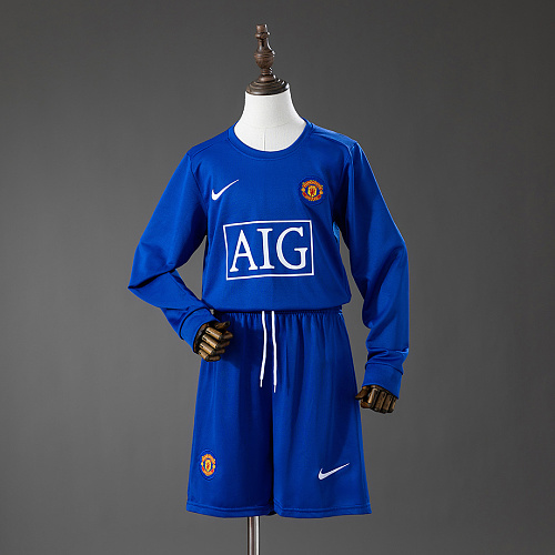 Manchester United M-U 08/09 Third Away Retro Long-Sleeve Kids Kit Jersey Size 16-28