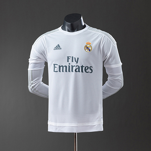 Real Madrid Real Madrid 15/16 Home Long Sleeve Player Version Retro Jersey S-3XL