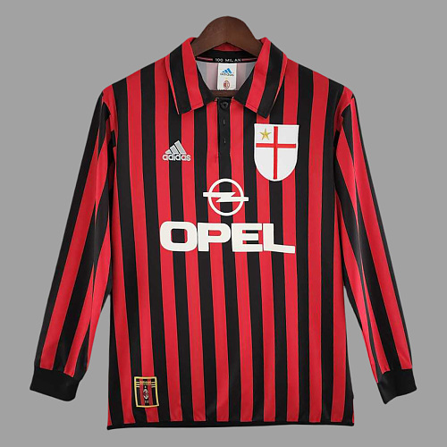 AC Milan 99/00 AC Milan Home Long Sleeve Retro Soccer Jersey