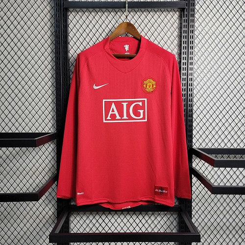 Manchester United Retro Long Sleeve 07-08 M-U Home S-XXL