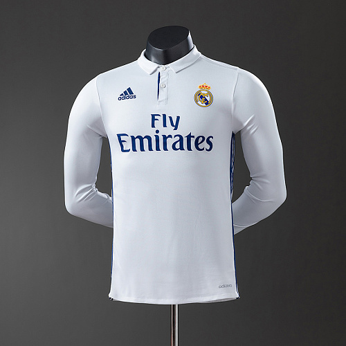 Real Madrid Real Madrid 16/17 Home Long Sleeve Player Version Retro Jersey S-3XL