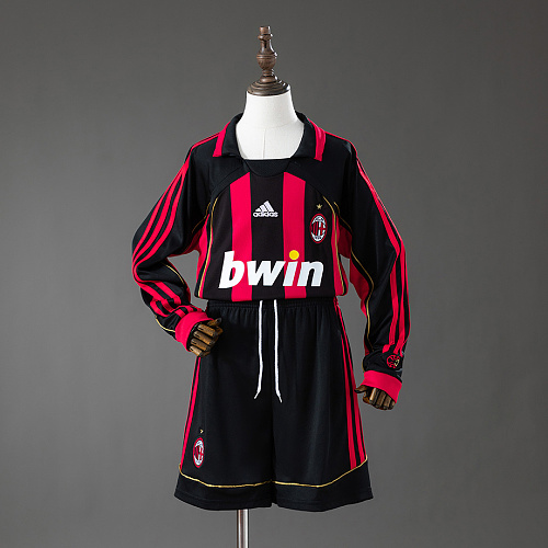 AC Milan AC Milan 06/07 Home Retro Long Sleeve Kids Kit Jersey SIZE 16-28