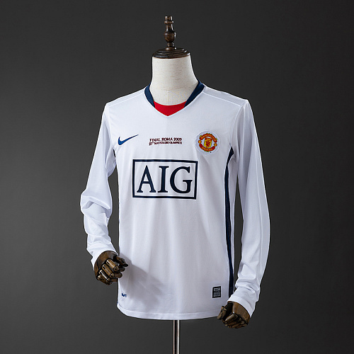 Manchester United M-U 2008/09 Away Champions League Edition Long Sleeve Retro Jersey S-XXL