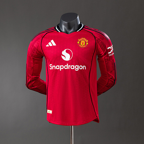 Manchester United M-U 25/26 Home Long Sleeve Player Version Jersey S-3XL