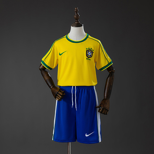 Brazil Brazil 1998 Home Retro Kids Kit Jersey SIZE 16-28
