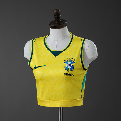 Brazil Brazil 2026 Women's Crop Tank Top Home Jersey S-XXL