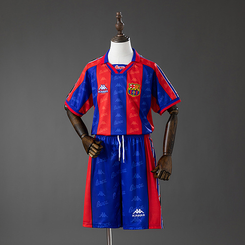 Barcelona Barcelona 96/97 Home Retro Kids Kit Jersey Size 16-28