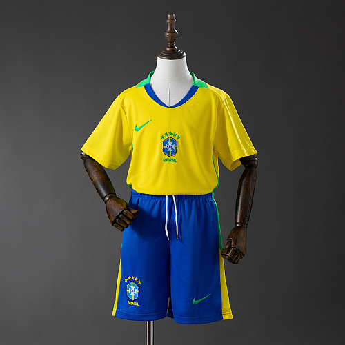 Brazil Brazil 2025 Home Kids Kit Jersey SIZE:16-28