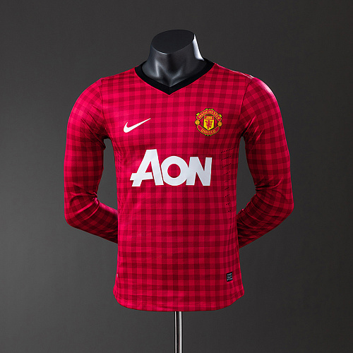 Manchester United M-U 12/13 Home Long Sleeve Player Version Retro Jersey S-3XL