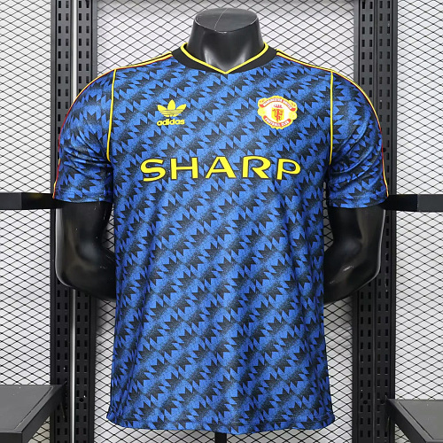 Manchester United 25/26 Manchester United Vintage-Style 90/92 Dark Blue Player Version Soccer Jersey