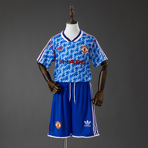 Manchester United M-U 90/92 Away Retro Kids Kit Jersey SIZE 16-28