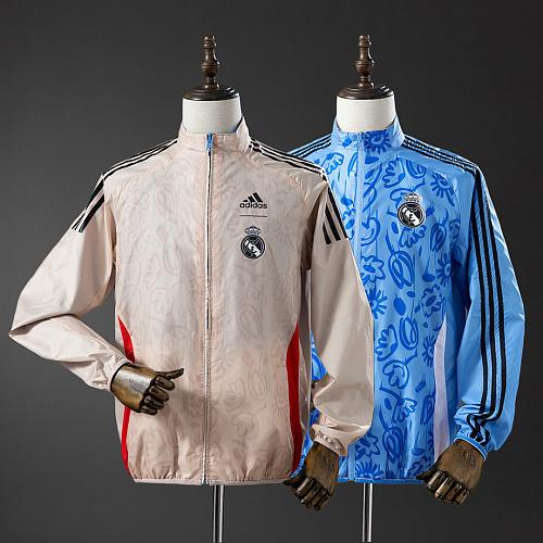 Real Madrid Real Madrid Reversible Jacket Windbreaker - Beige & Blue S-XXL