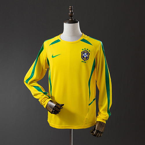 Brazil Brazil 2002 Home Long Sleeve Retro Jersey S-XXL