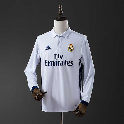 Real Madrid Real Madrid 16/17 Home Long Sleeve Retro Jersey S-XXL