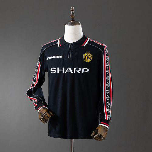 Manchester United M-U 1998/99 Black Long Sleeve Retro Jersey S-XXL