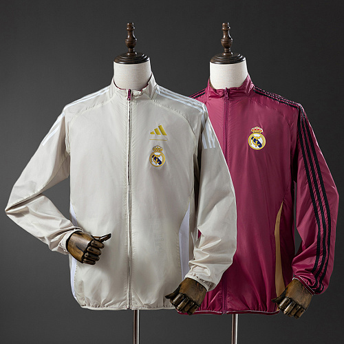 Real Madrid Real Madrid Reversible Jacket Windbreaker - Beige & Red S-XXL