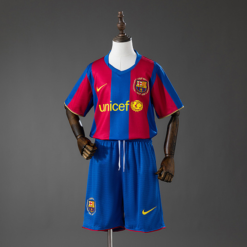 Barcelona Barcelona 07/08 Home Retro Kids Kit Jersey Size 16-28