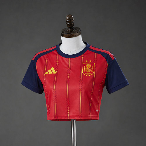 Spain Spain 2026 Home 2-Star Champion Edition Womens Crop Jersey S-XXL