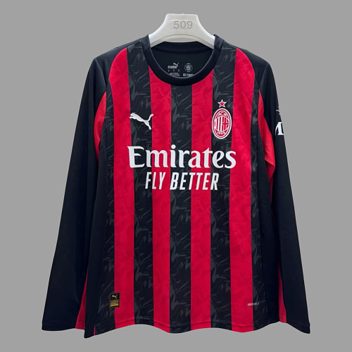 AC Milan 25/26 AC Milan Home Long Sleeve Soccer Jersey